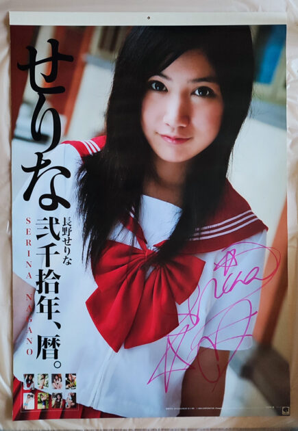 直筆サイン入り 長野せりな 2010年 カレンダー B2サイズ 8枚綴り。未使用品。ハゴロモ TRY-X